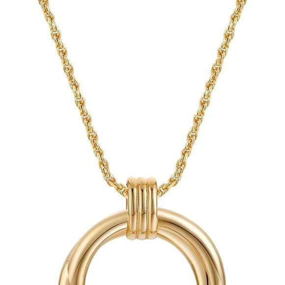 Dainty Layered Choker Necklace 18k gold Plated Y Pendant Commemorative coin Neck - Picture 1 of 6